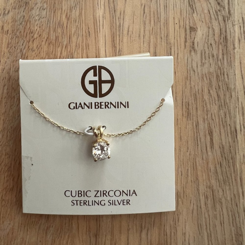 Giani Bernini 18k Gold over Sterling Silver Necklace Zirconia Pendant Necklace.